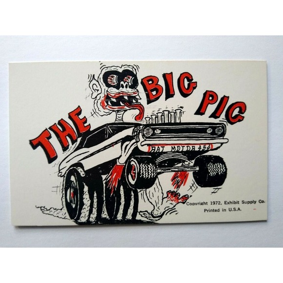 Hot Rod Postcard Chevrolet Big Pig Rat Motor 454 Monster Car Auto Racer Card '72 - Picture 2 of 3